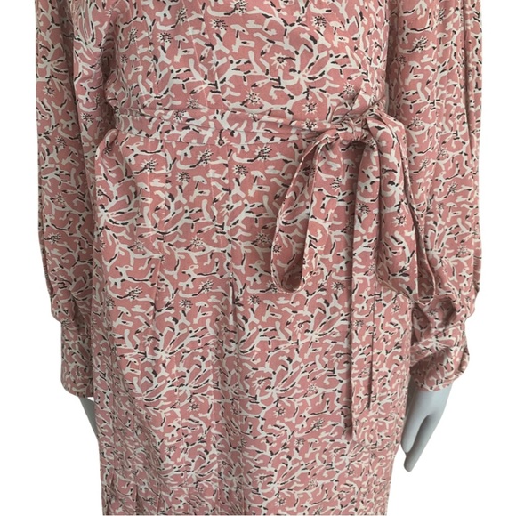 NWT ISABEL MARANT Alexandra Silk Pink Floral Print Midi Wrap Dress Pleated 38/6 - Picture 13 of 16